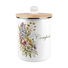 Flower Bouquet Compost Caddy - Metal 2L Decorative Kitchen Food Waste Bin