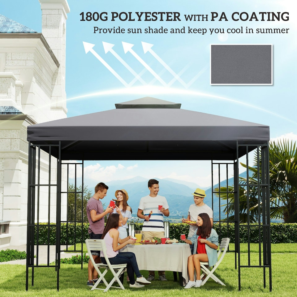 image 1 of Outsunny 3m 2 Tier Garden Gazebo Top Cover Replacement Canopy Roof
