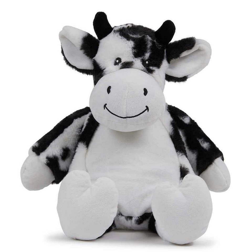 image 1 of Mumbles Zippie Cow Plush Toy - Black/White - L