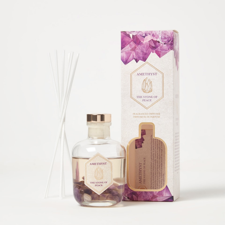 image 1 of Homescapes Amethyst Crystal Reed Diffuser – Lavender Scent