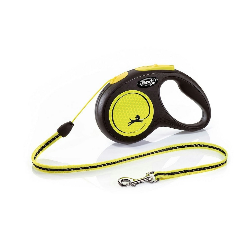 Flexi Medium Neon Retractable Dog Cord - Neon Yellow/Black - 5m