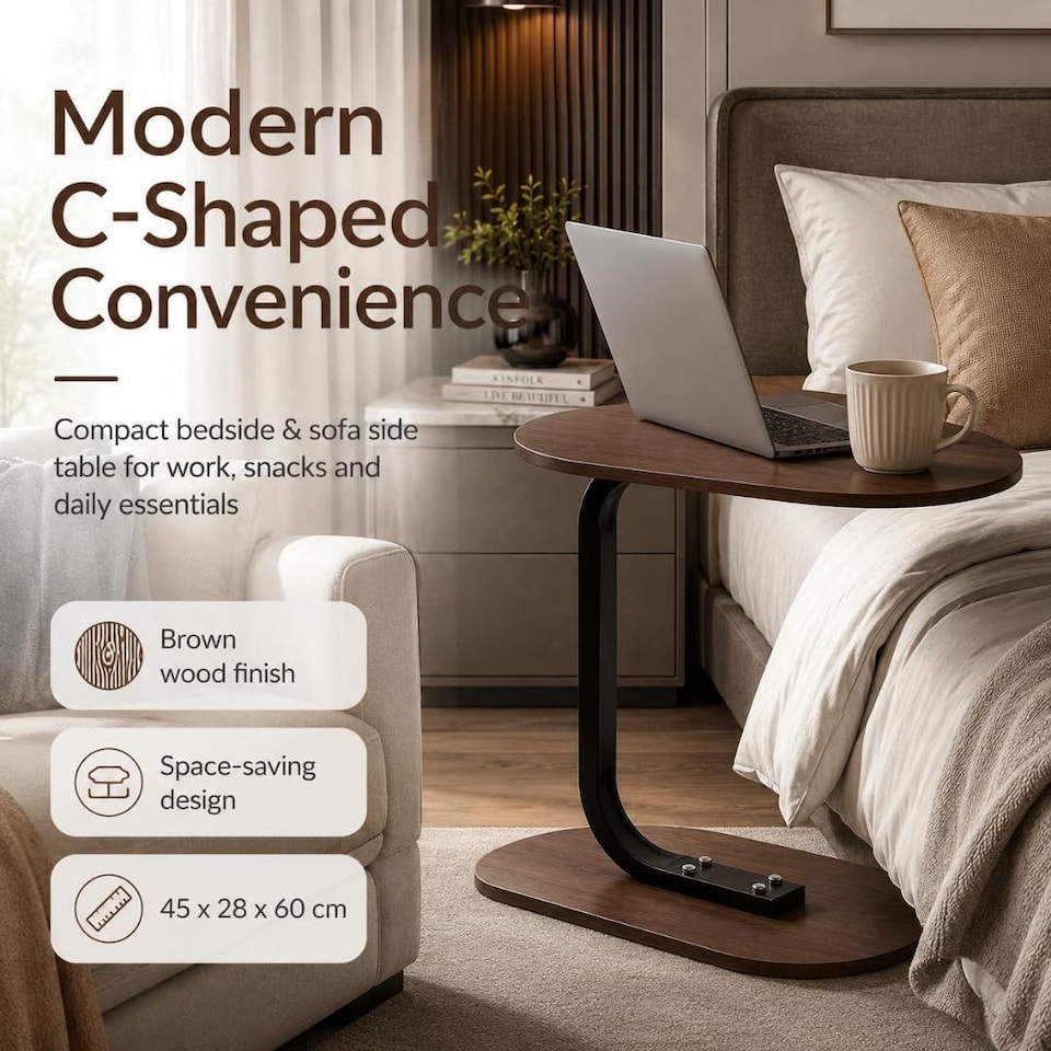 image 1 of MantraRaj Side Table for Sofa & Bed Small Snack Coffee Table Compact Couch Sofa Side Table Brown