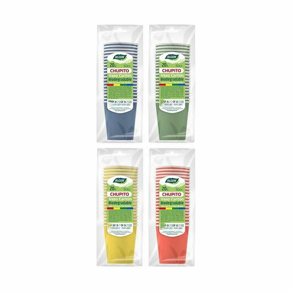 image 1 of Set of Shot Glasses Algon Disposable Cardboard Multicolour 20 Pieces 50 ml (36 Units) N/A
