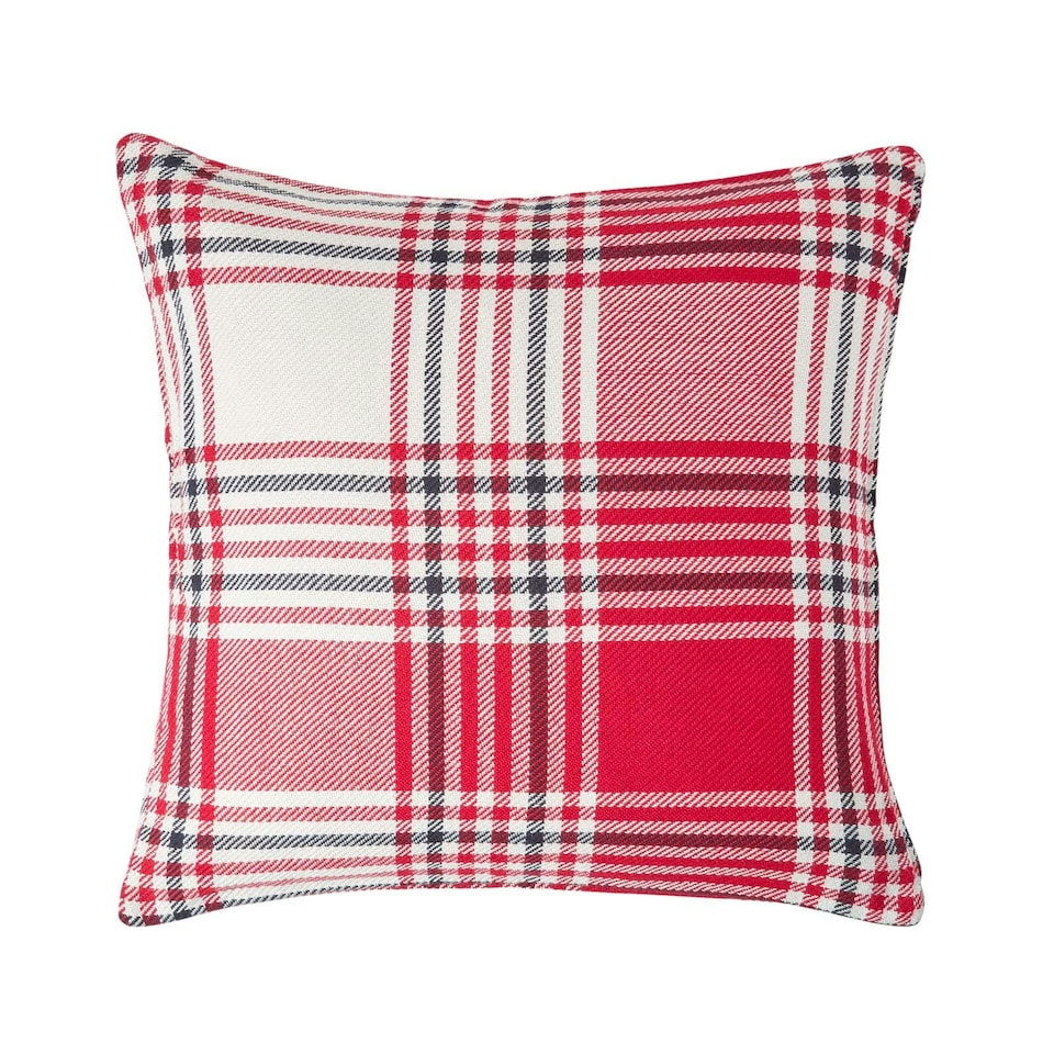 image 1 of Homescapes Red Tartan Pattern Cushion Cover - 45 x 45 cm | Red | Red | 45 x 45 cm