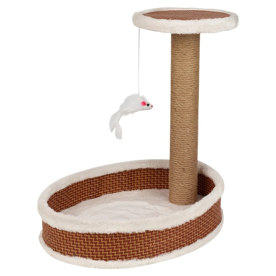 image 1 of 40cm Cat Tree Scratcher Climbing Post Toy Kitten Climbing Tower With Toy Mouse