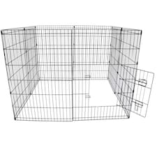 Oypla 91cm Large Folding Pet Dog Rabbit Run Play Pen Cage Enclosure Fence Black