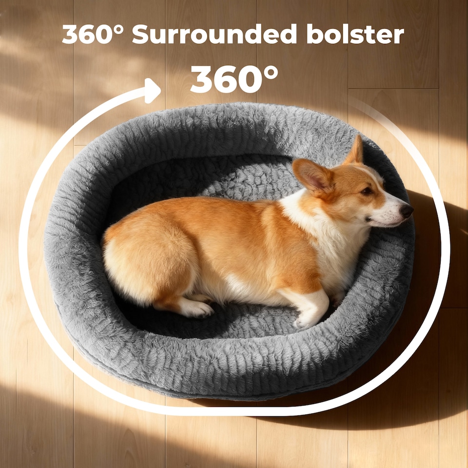 image 1 of Skylos Orthopedic Plush Dog Bed Soft Washable Pet Bed Grey Cosy Cushion M Size | Grey | M | M
