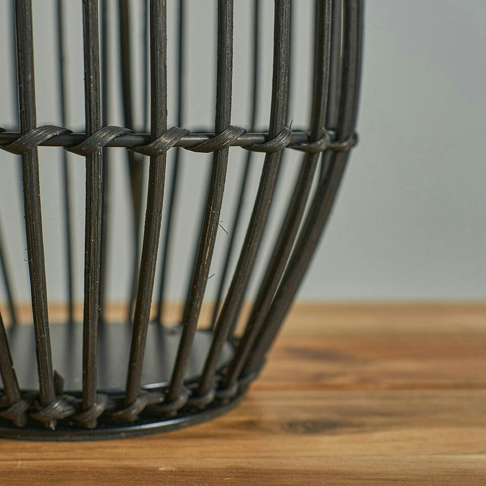 image 1 of ValueLights Contemporary Matt Black Rattan Cylinder Table Lamp Base