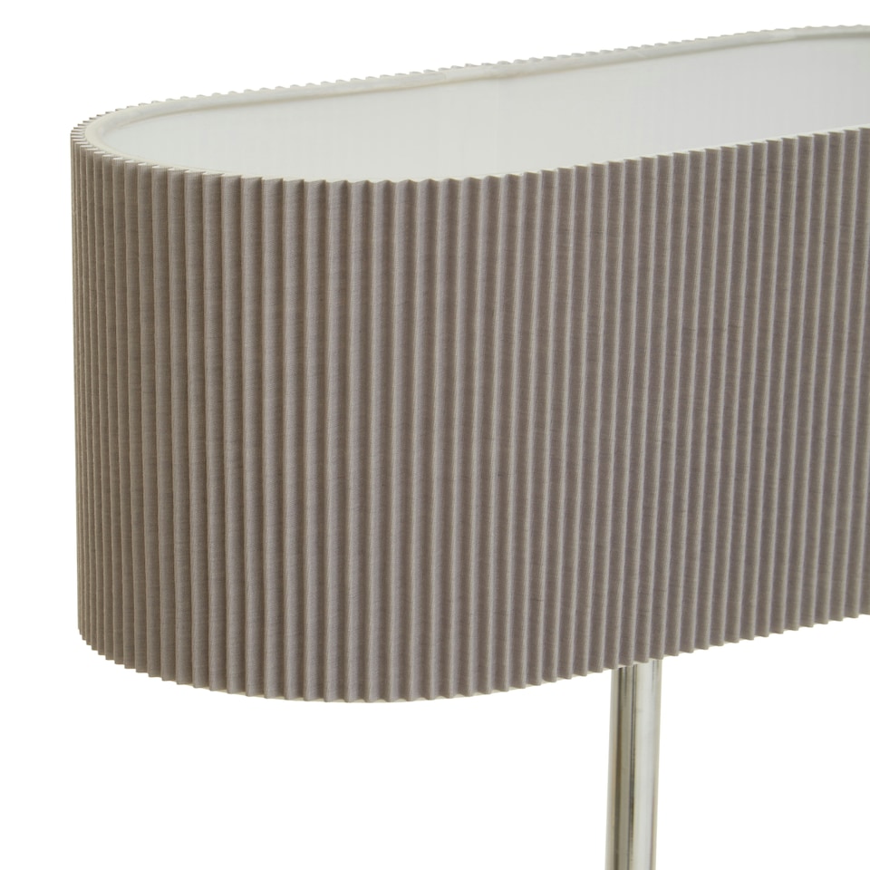 image 1 of Interiors by Premier Silver Table Lamp, Shiny Silver Ceramic Base With Ribbed Texture, White Fabric Shade For Soft