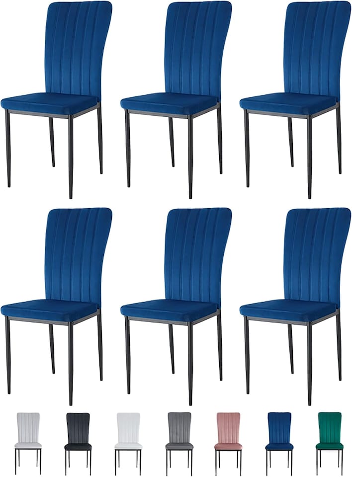 image 1 of MCC Direct Set of 6 Velvet Dining Chairs Upholstered Kitchen Accent Chairs Elle