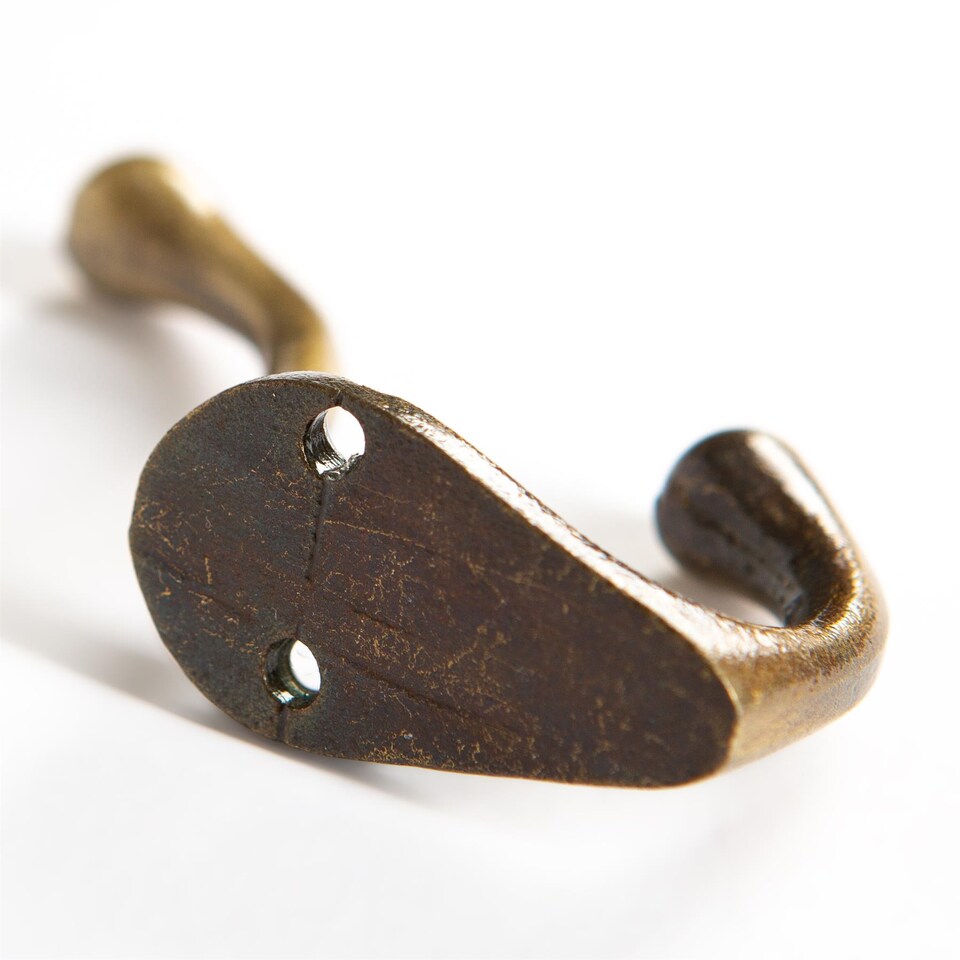 image 1 of Hammer & Tongs Narrow Hat & Coat Hook - W25mm x H80mm - Brass