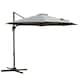 image 1 of Outsunny 3m Patio Offset Parasol Roma Umbrella Cantilever Hanging Sun Shade Canopy Shelter Tilt 360 Rotation with Aluminium Frame Hand Crank Cross Base, Dark Grey