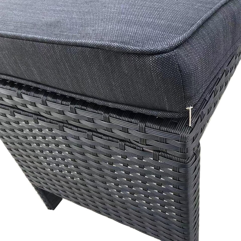 image 1 of Outdoor Rattan Beach Patio Farmhouse Outdoor Upholstered Dining Bench with Thickness Cushion, Grey 110x38cm
