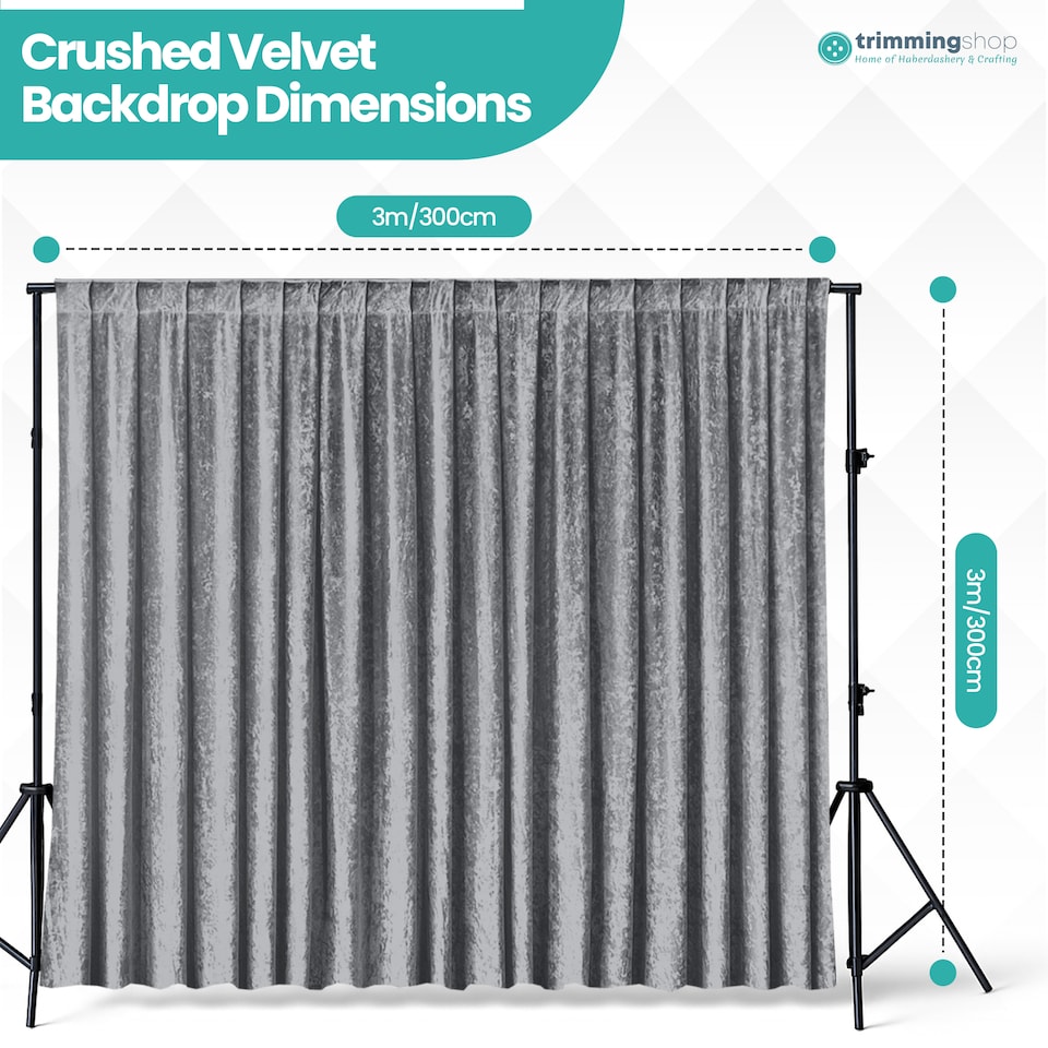 image 1 of 3x3m Crushed Velvet Backdrop, 8cm Rod Pocket Photography Background