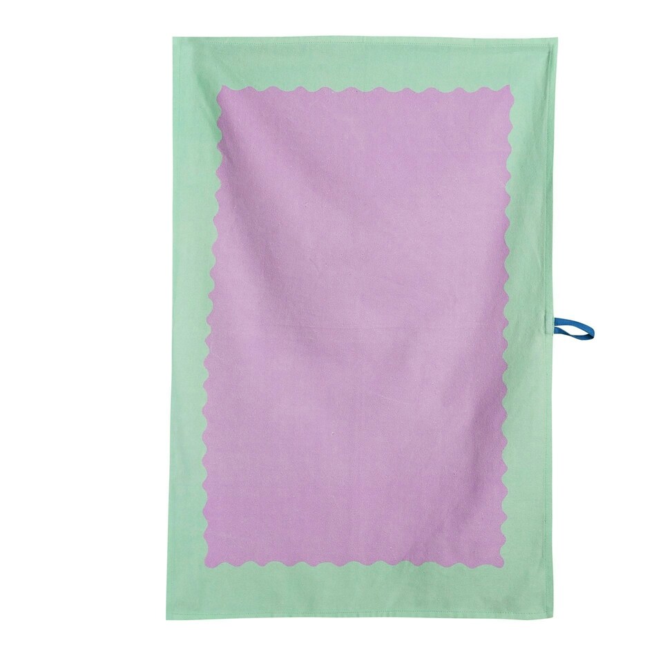 image 1 of Raspberry Blossom Set of 3 Cotton Printed Tea Towels with Hanging Loop | Multi