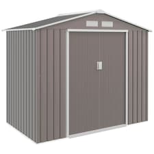 Outsunny 7 x 4ft Metal Garden Shed, Outdoor Storage Tool House with Ventilation Slots, Foundation Kit and Lockable Double Doors, Grey