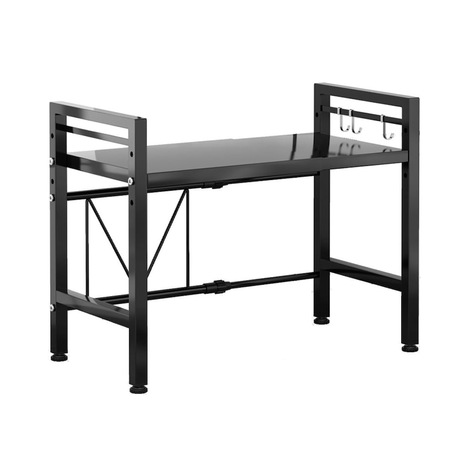 image 1 of Living and Home 2 Tier Expandable Microwave Oven Rack | Black | 2 Tier