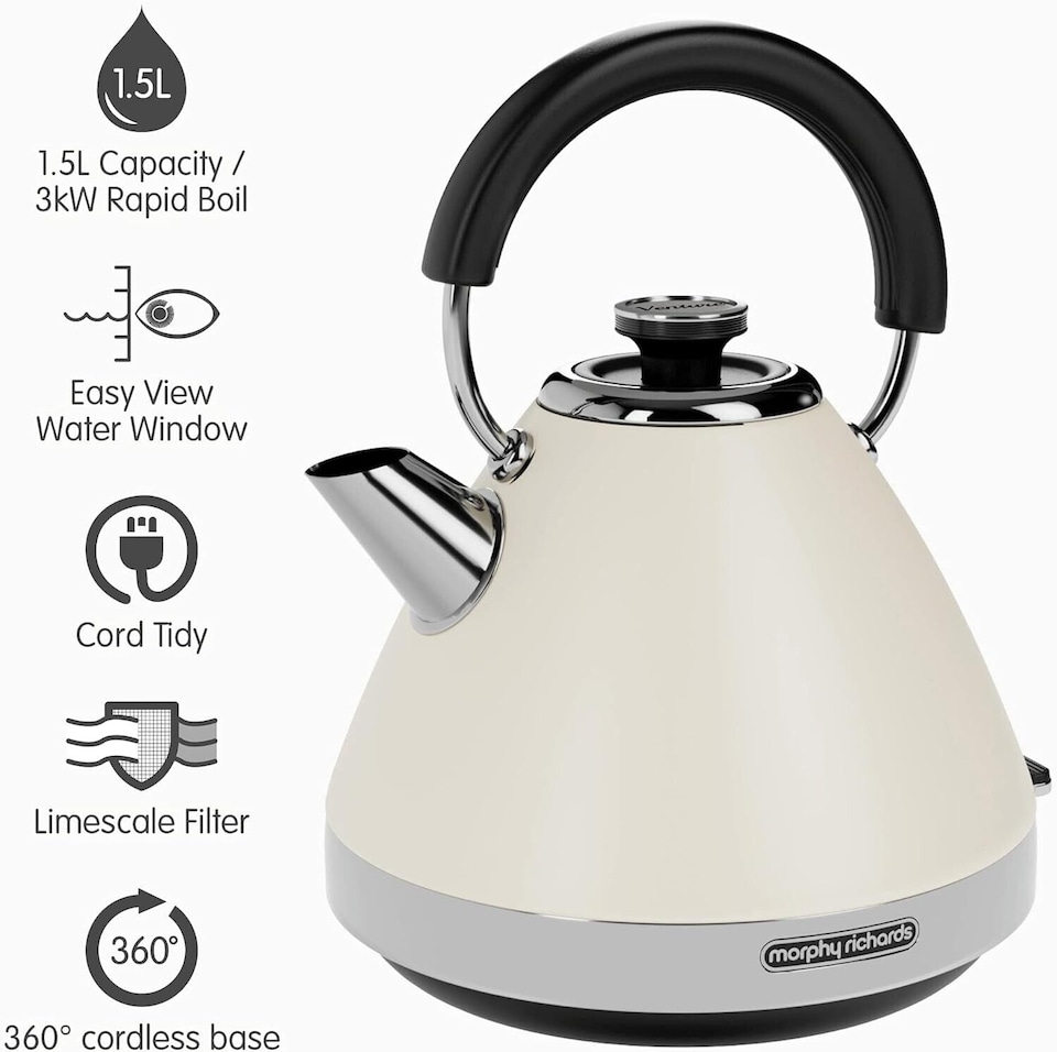 image 1 of Morphy Richards Venture Pyramid Kettle Cream