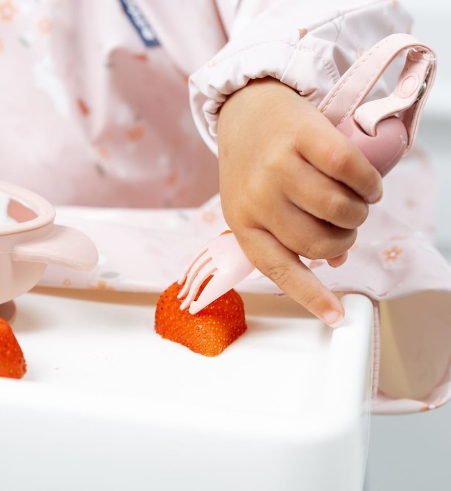 image 1 of Bibado Handi No-Drop Baby Fork & Spoon Fawn 2 Pack 6m+