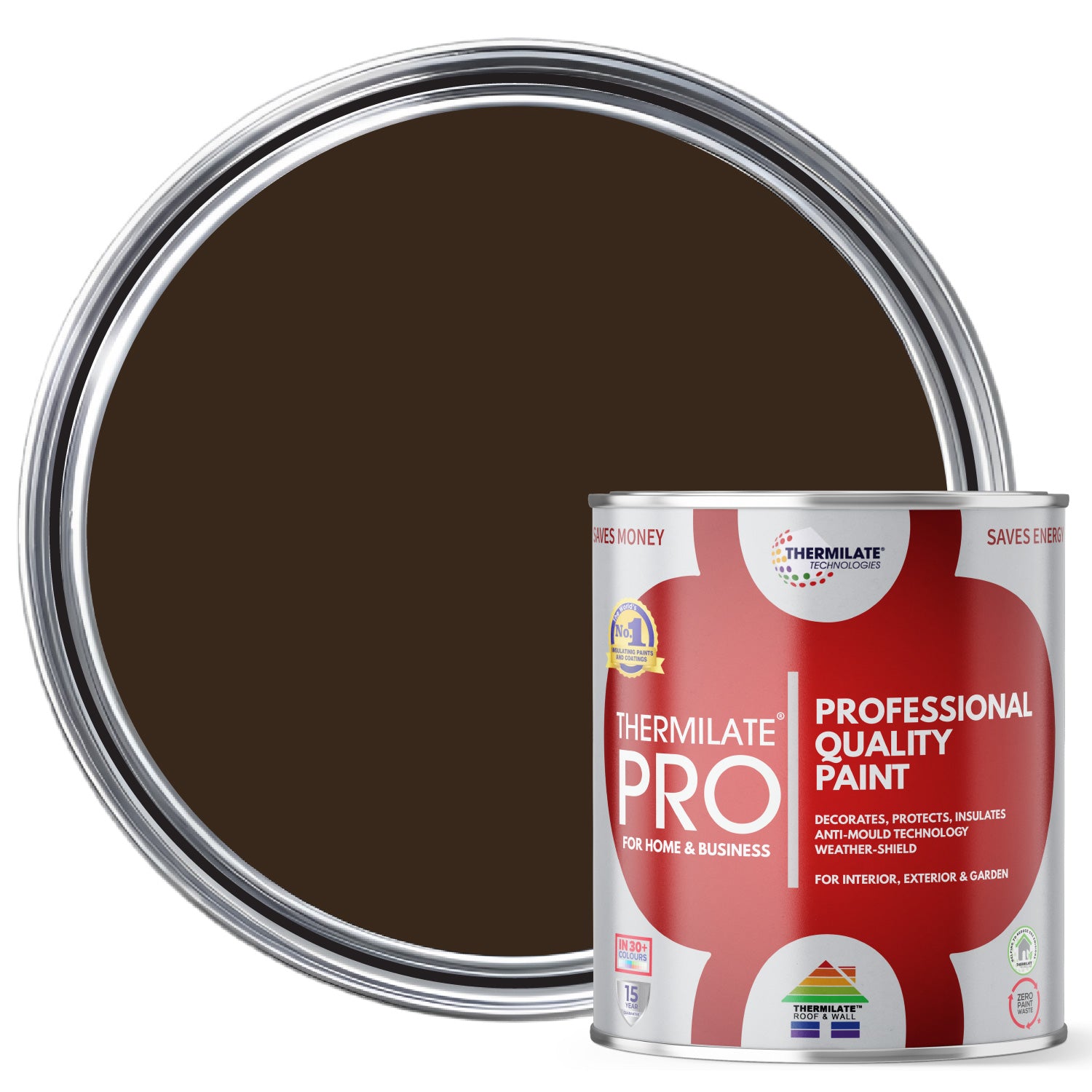 Thermilate PRO FLEX Interior & Exterior Paint - Multi-Surface Paint & Primer - All-in-One - Brown - 2.5L - Matt