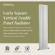 image 2 of Square Vertical Double Panel Radiator, 1800mm x 354mm - Satin White | White | Satin White | 1