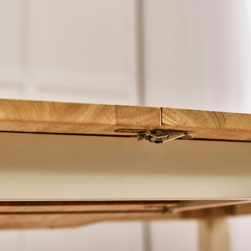 image 1 of Furniturebox Salcombe Oak and Cream Wooden Extendable Dining Table