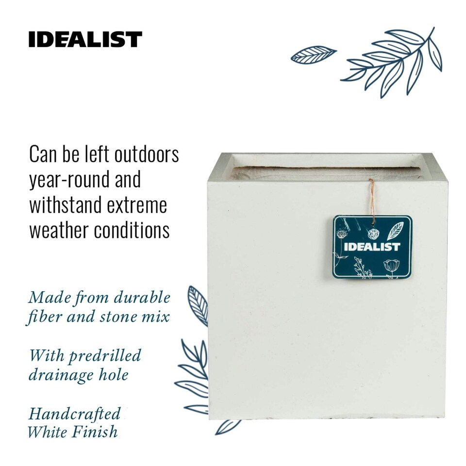 image 1 of Square Box White Light Concrete Garden Planter H25 L25 W25 cm, 16 ltrs Cap.