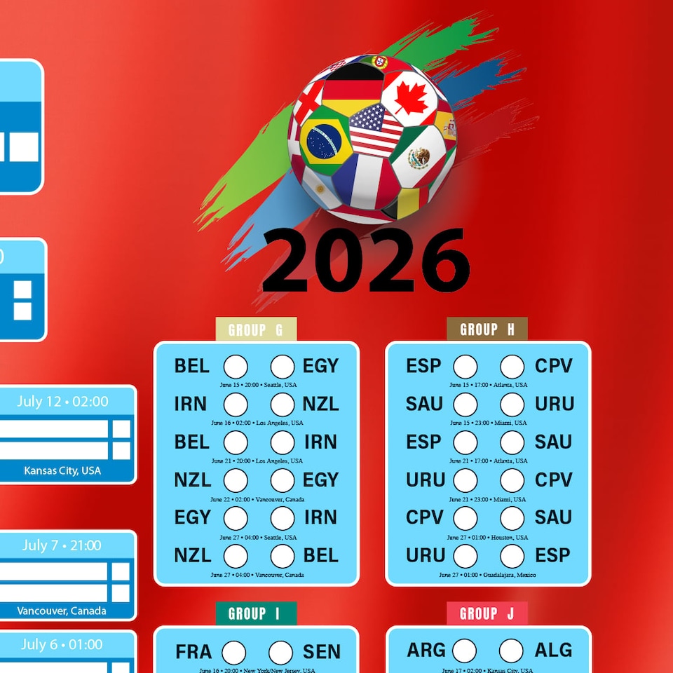 image 1 of Portugal Flag World Football Championship Cup 2026 A3 Fixture Wall Chart