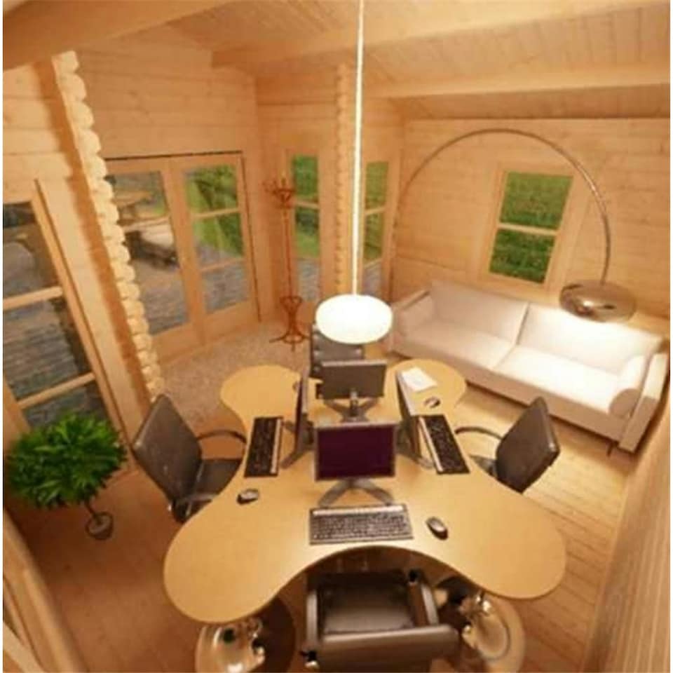 image 1 of 14ft x 14ft (4.26m x 4.26m) Elvis 44mm Wooden Log Cabin (19mm Tongue and Groove Floor and Roof) (14 x 14) (14x14)