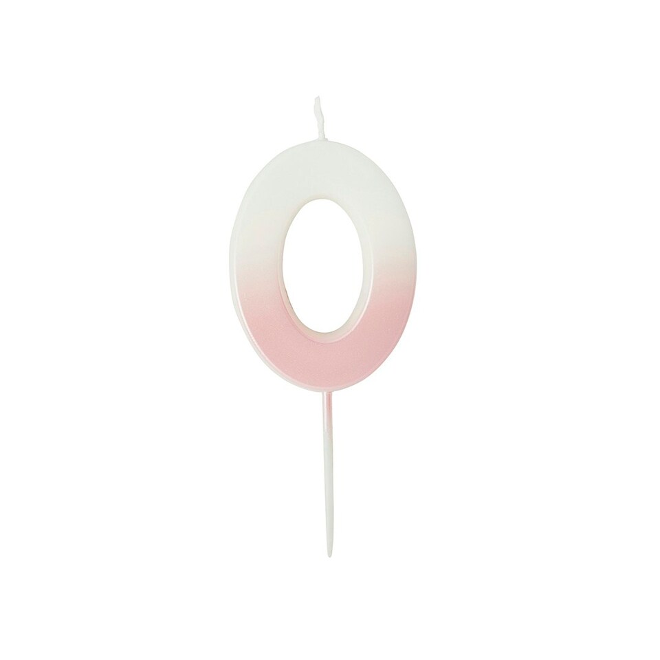 image 1 of Pink Ombre Number '0' Celebration Candle