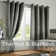image 2 of Velvet Look Eyelet Ring Top Blackout Curtains - 168cm x 137cm - Silver