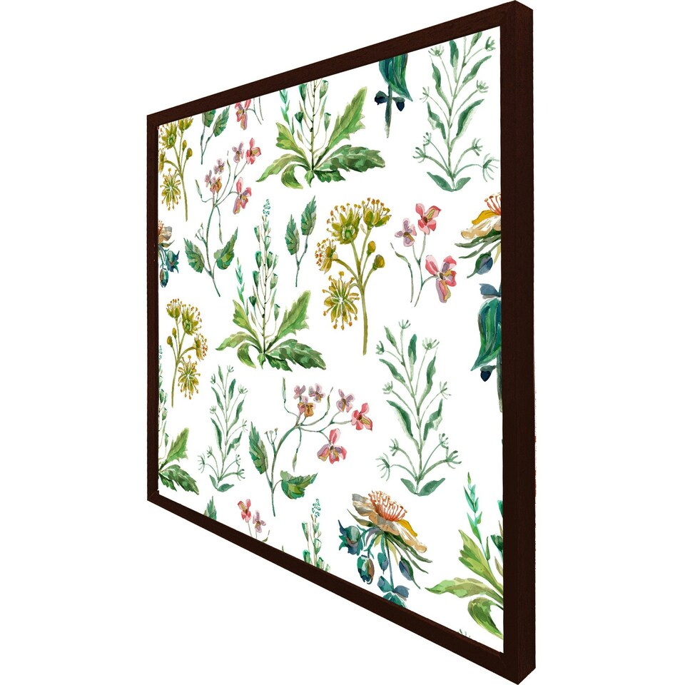image 1 of Watercolour leaves & flowers (Picture Frame) White | XL
