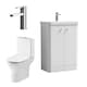 image 1 of Floor 2 Door Bathroom Vanity Unit, Tap & Toilet Pack, White, 579mm | White | Satin White