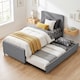 image 6 of HOMCOM 90 x 190 cm Upholstered Single Bed, Pull Out Trundle Bed