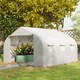 image 9 of Outsunny Walk-In Polytunnel Greenhouse w Roll Up Door Windows, 3.5x3x2 m White
