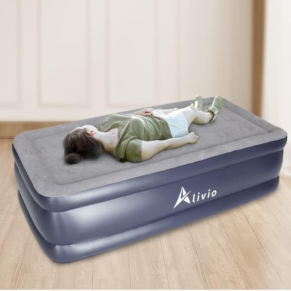 Alivio Inflatable Air Bed, Single Bed  Airbed Air Mattress Built in Pump