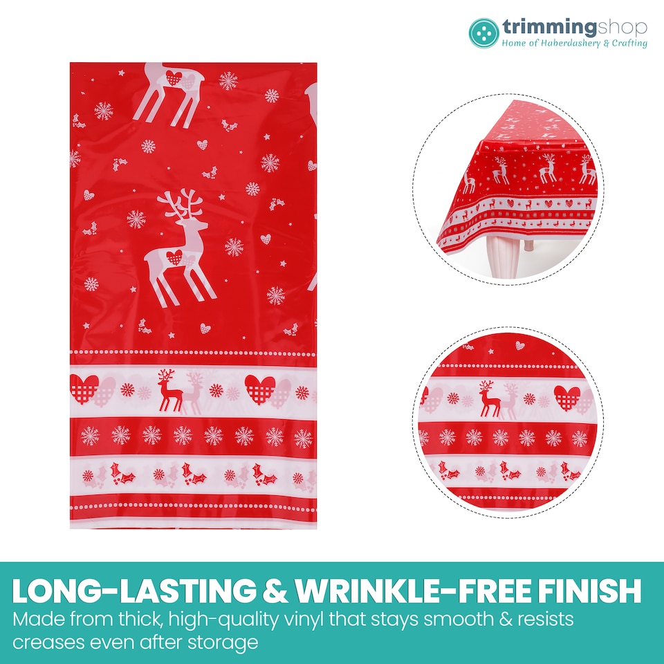image 1 of Rectangular Christmas Waterproof PVC Table Cover - 120 x 180cm