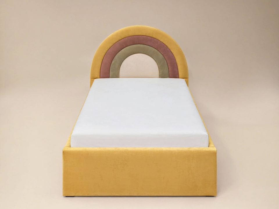 image 1 of Flair Ava Single Velvet Ottoman Bed Mustard