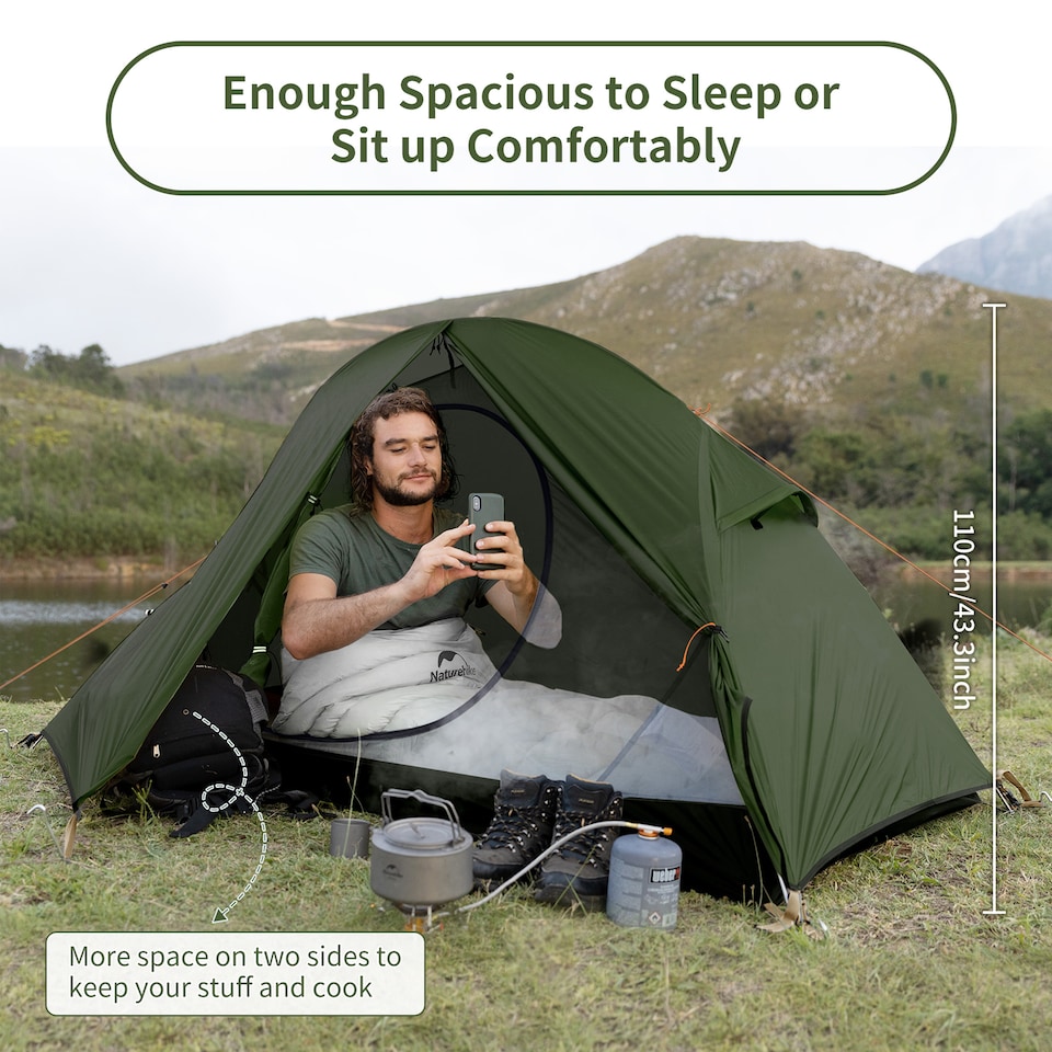 image 1 of Cycling Ultralight 1 Man Tent + Mat | Green | Forest Green