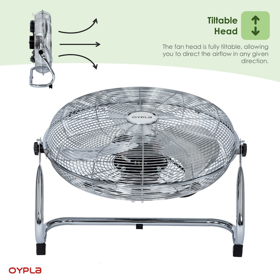 image 1 of Oypla Electrical 20" Inch 50cm Chrome 3 Speed Floor Standing Gym Fan Hydroponic