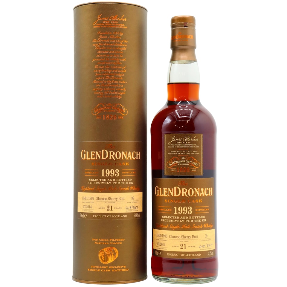 Glendronach - Single Cask No. 39 1993 21 year old Whisky (UK Exclusive)