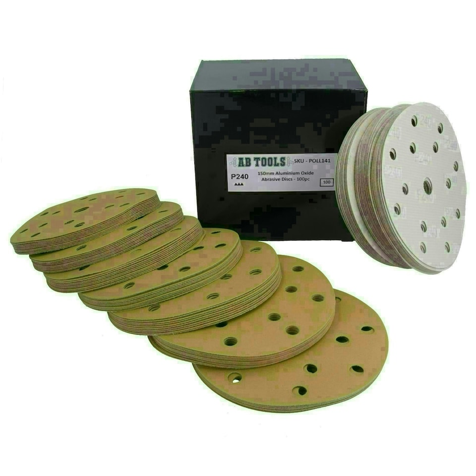 image 1 of 150mm Sanding Discs Aluminium Oxide Abrasive 240 Grit 15 Hole Hook + Loop 500pc