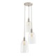 image 4 of ValueLights Kira Glass Dome 3 Drop Cluster Brushed Chrome Ceiling Pendant Light with Bulbs Silver