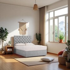 Athens Plush Bed Set With Mattress, 2 Drawers Same Side & 24"Headboard