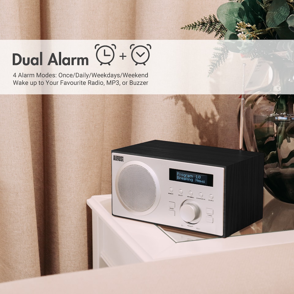 image 1 of Bluetooth Speaker with DAB/DAB+/FM Radio, Dual Alarm Clock, USB MP3 Playback & AUX-In – August MB420B