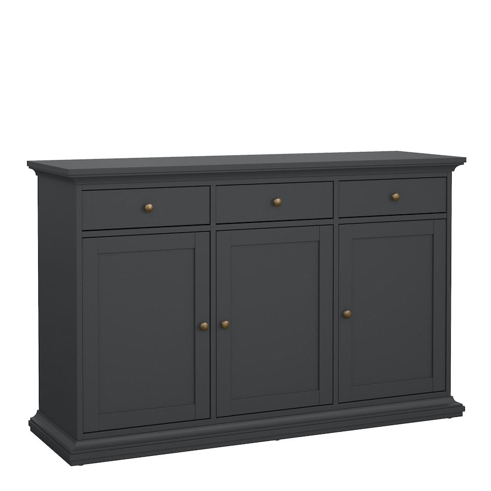 image 1 of Paris Sideboard with 3 doors and 3 drawers in Matt Grey Grey