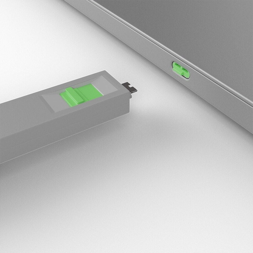 image 1 of USB-C Port Blocker Kit, Green (1x Key, 4x Locks)