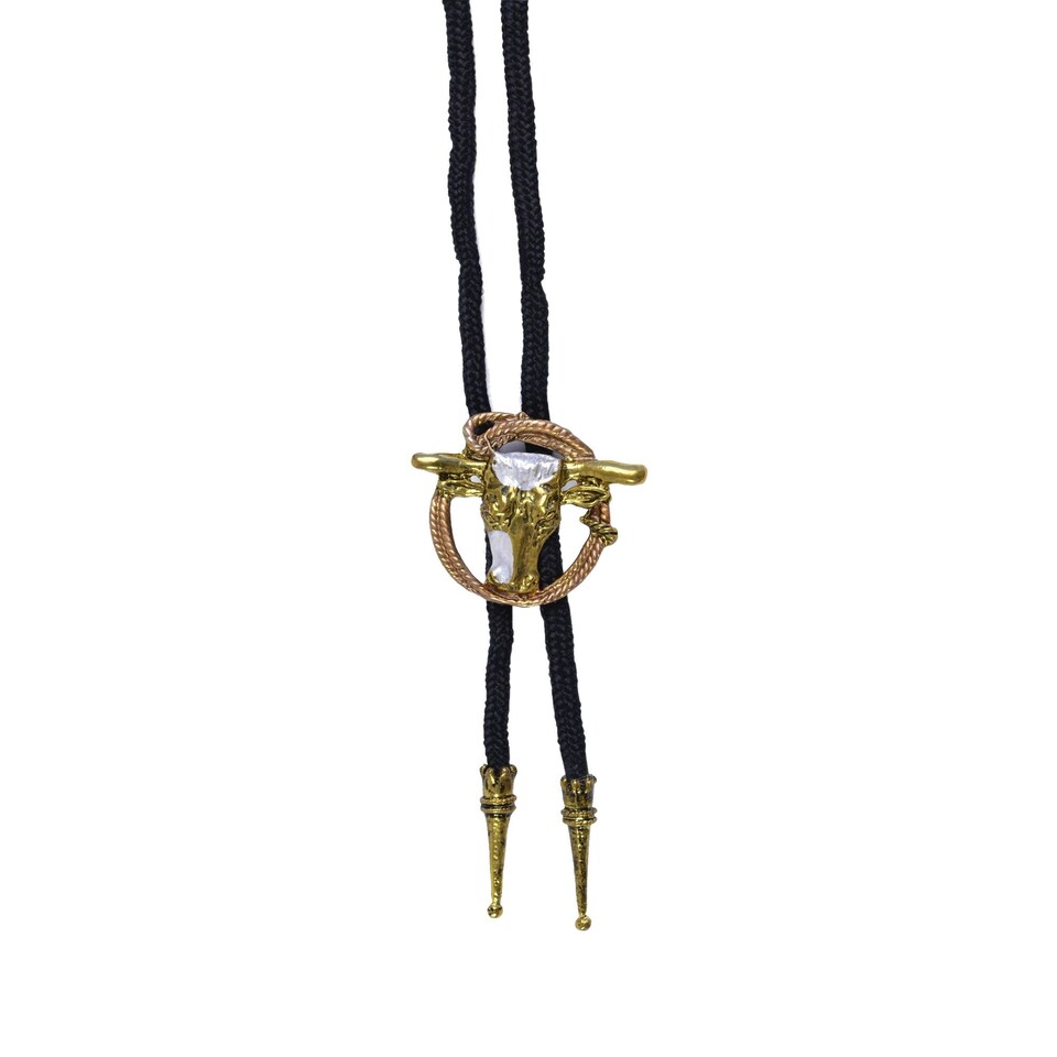 image 1 of Bristol Novelty Cowboy Bootlace Tie - Black/Brass - One Size One Size