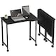 image 1 of HOMCOM Small Folding Desk, 80 cm Foldable Computer Desk on Wheels for Small Space, Space Saving Writing Table with Device Slot for Home Office, Bedroom, Easy Assembly, Black Wood Effect | Black