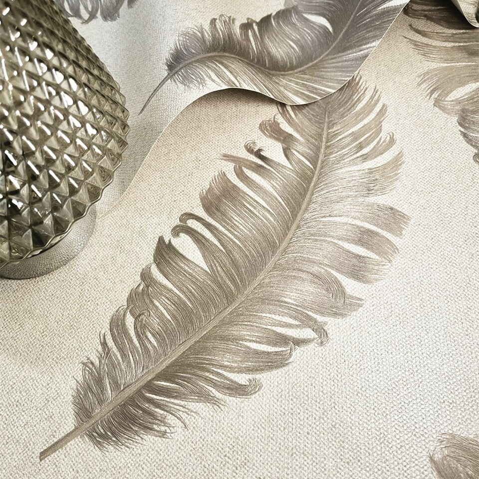 image 1 of Ciara Feather Cream/Mocha Wallpaper Brown | Cream